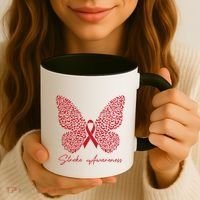 In May We Wear Red For Stroke Awareness Month Support Gift Coffee Mug thumb 3