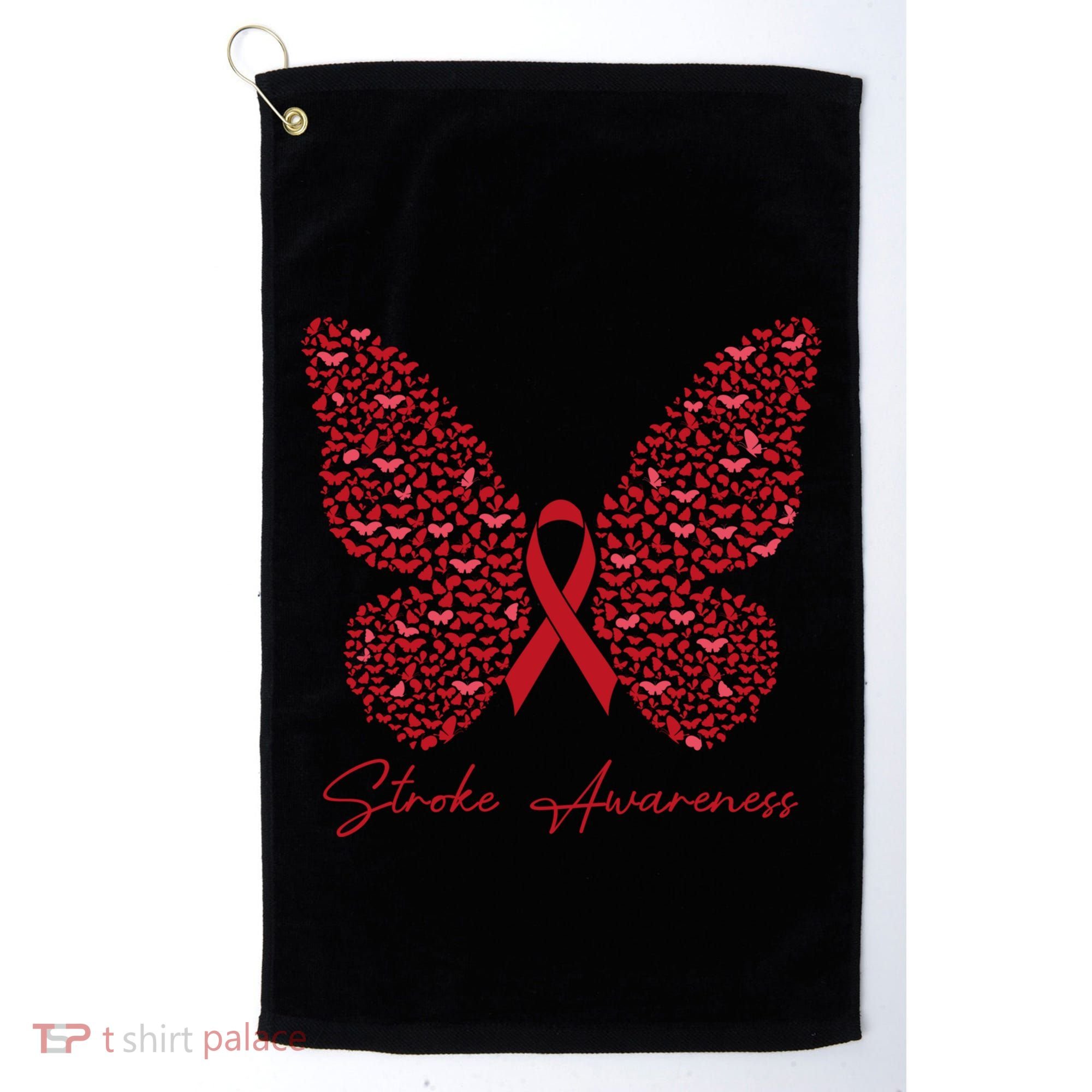 In May We Wear Red For Stroke Awareness Month Support Gift Golf Towel