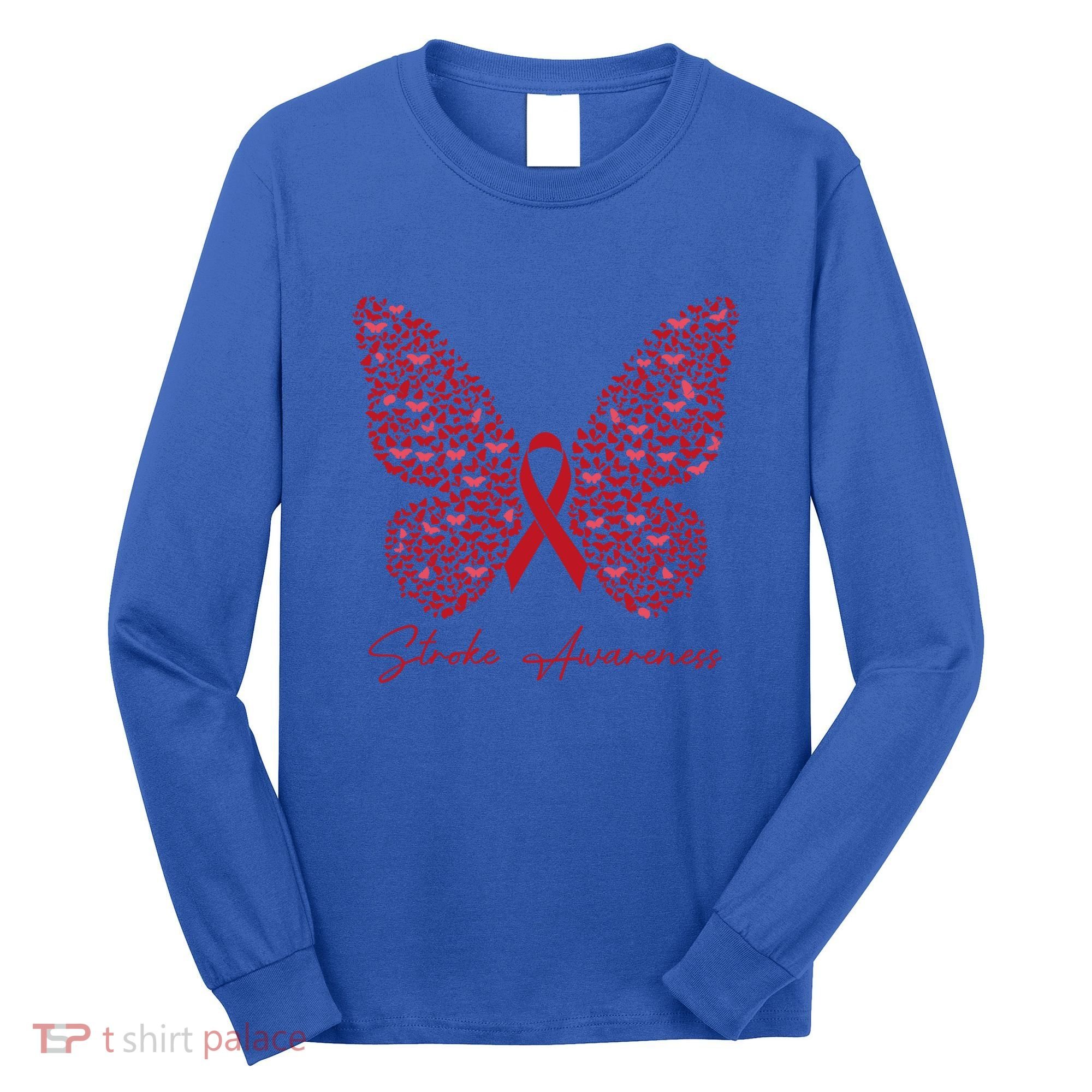 In May We Wear Red For Stroke Awareness Month Support Gift Long Sleeve Shirt