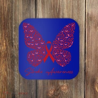In May We Wear Red For Stroke Awareness Month Support Gift Coaster