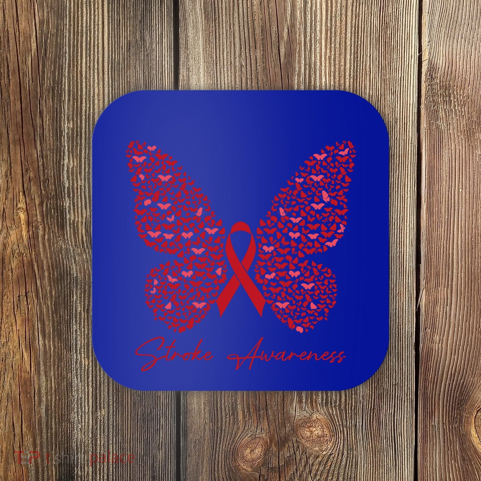 In May We Wear Red For Stroke Awareness Month Support Gift Coaster
