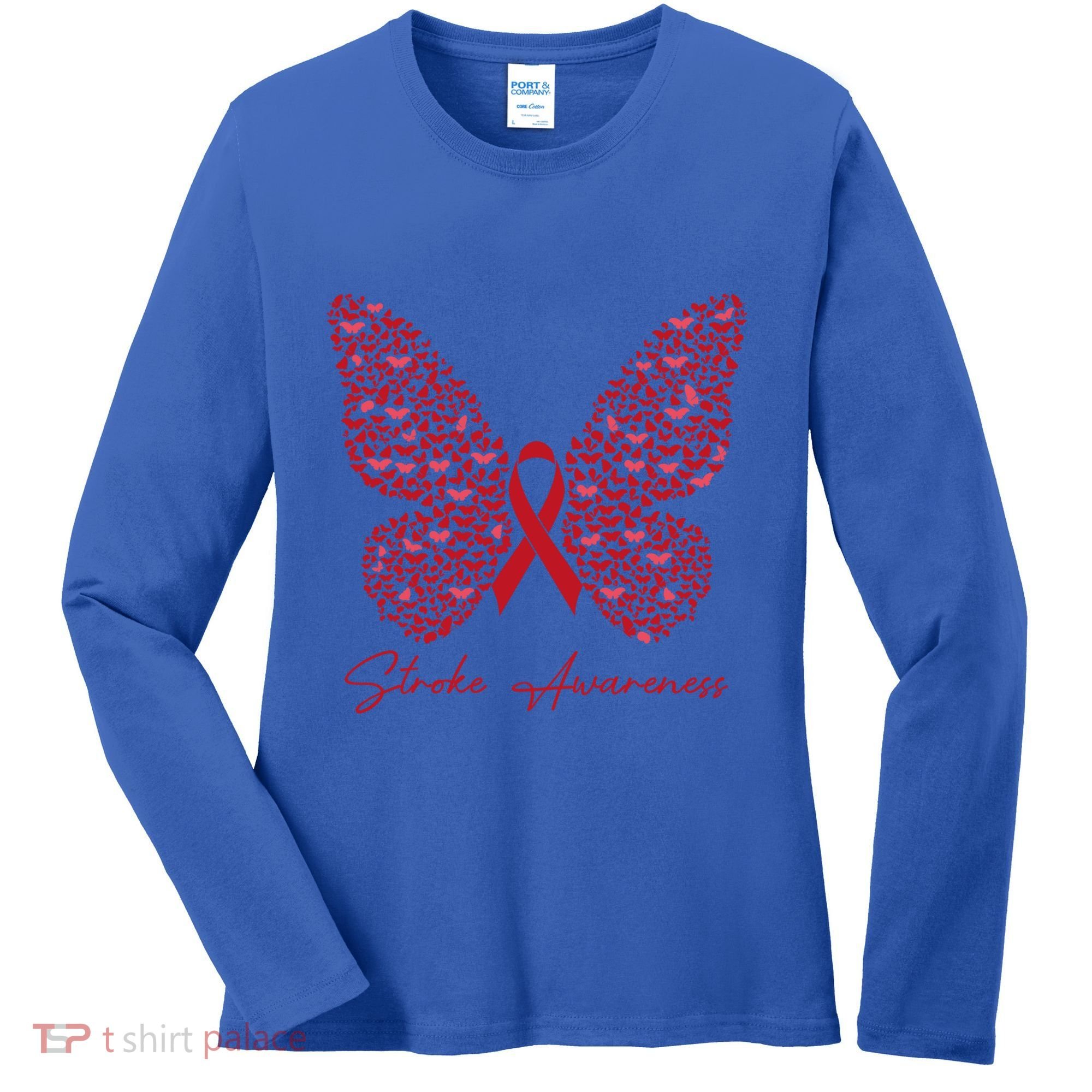 In May We Wear Red For Stroke Awareness Month Support Gift Women's Long Sleeve Shirt