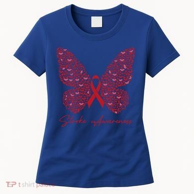 In May We Wear Red For Stroke Awareness Month Support Gift Women's T-Shirt
