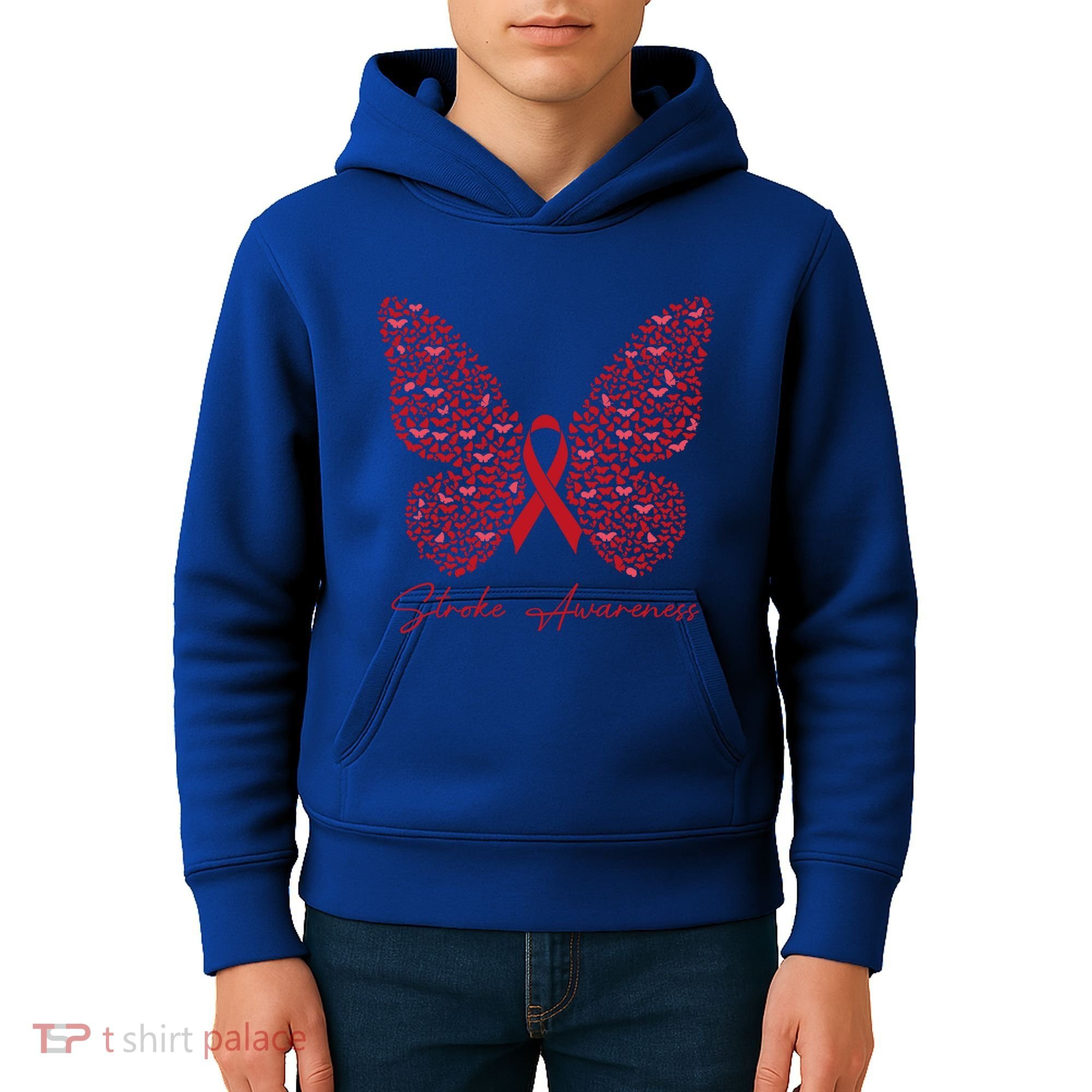 In May We Wear Red For Stroke Awareness Month Support Gift Kids Hoodie