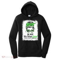 In May We Wear Green Mental Health Awareness Messy Bun Women's Hoodie thumb 0