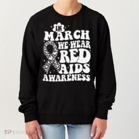 In March We Wear Red HIV AIDS Awareness Aids Hiv Warrior 1 Women's Sweatshirt thumb 0