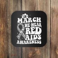 In March We Wear Red HIV AIDS Awareness Aids Hiv Warrior 1 Coaster thumb 0