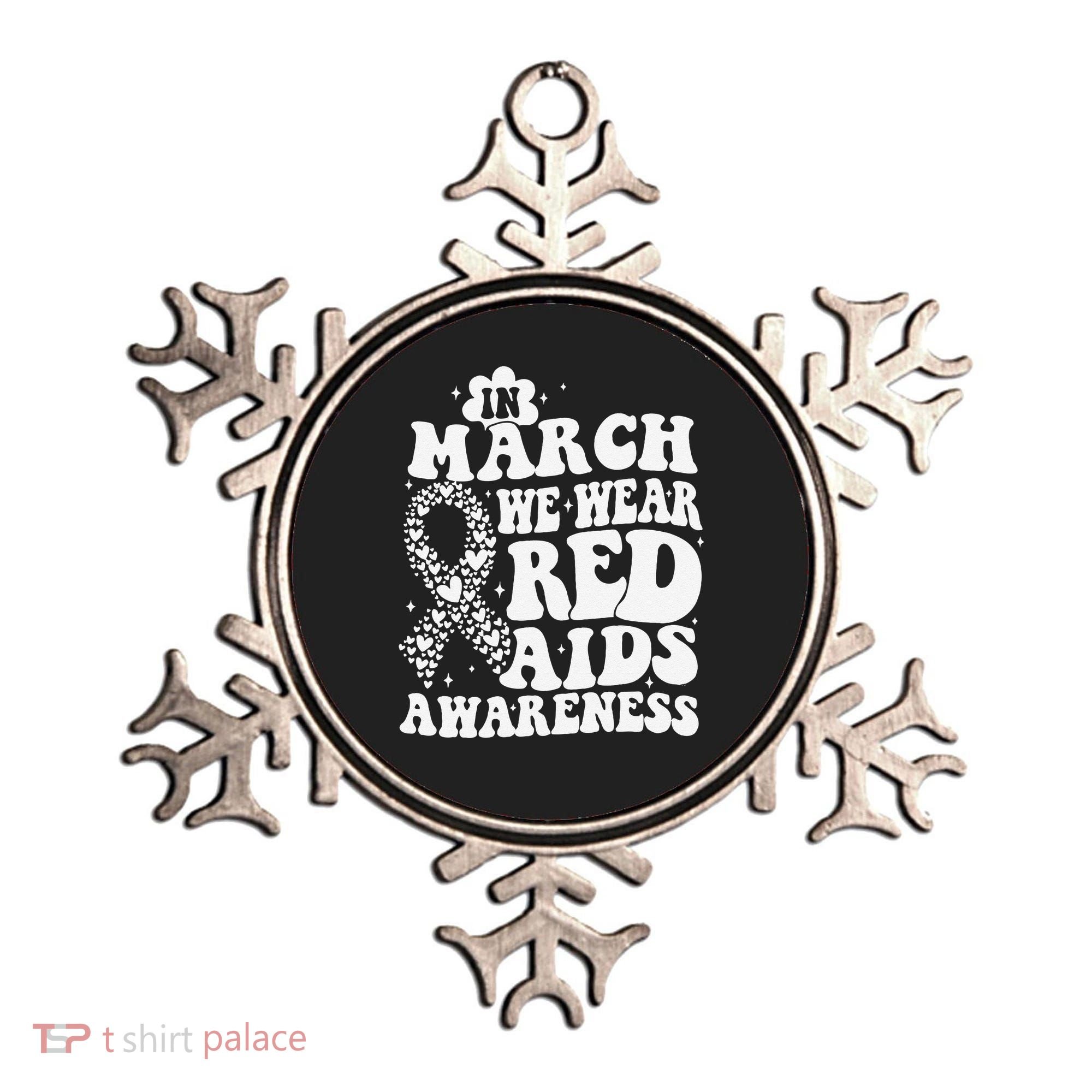 In March We Wear Red HIV AIDS Awareness Aids Hiv Warrior 1 Ornament