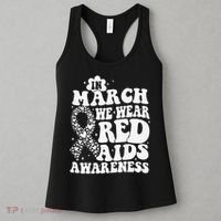 In March We Wear Red HIV AIDS Awareness Aids Hiv Warrior 1 Women's Tank Top thumb 3