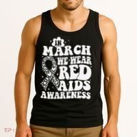 In March We Wear Red HIV AIDS Awareness Aids Hiv Warrior 1 Tank Top thumb 3