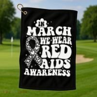 In March We Wear Red HIV AIDS Awareness Aids Hiv Warrior 1 Golf Towel thumb 1