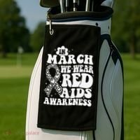 In March We Wear Red HIV AIDS Awareness Aids Hiv Warrior 1 Golf Towel thumb 2