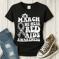 In March We Wear Red HIV AIDS Awareness Aids Hiv Warrior 1 Women's T-Shirt thumb 3