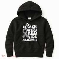 In March We Wear Red HIV AIDS Awareness Aids Hiv Warrior 1 Kids Hoodie thumb 0