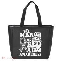 In March We Wear Red HIV AIDS Awareness Aids Hiv Warrior 1 Tote Bag thumb 0