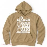 In March We Wear Red HIV AIDS Awareness Aids Hiv Warrior 1 Hoodie thumb 0