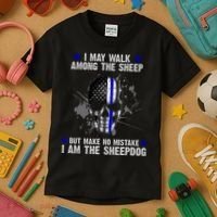 I May Walk Among The Sheep Make No Mistake I'm The Sheepdog Kids T-Shirt thumb 3