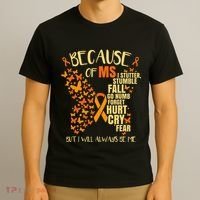 In March We Wear Orange Ribbon MS Warrior Multiple Sclerosis T-Shirt thumb 3