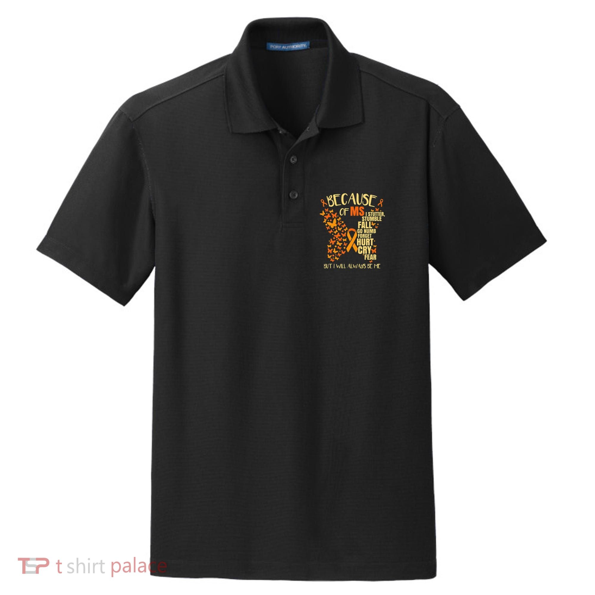 In March We Wear Orange Ribbon MS Warrior Multiple Sclerosis Dry Zone Grid Polo