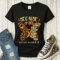 In March We Wear Orange Ribbon MS Warrior Multiple Sclerosis Women's T-Shirt thumb 3