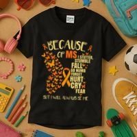 In March We Wear Orange Ribbon MS Warrior Multiple Sclerosis Kids T-Shirt thumb 3