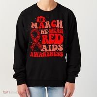 In March We Wear Red HIV AIDS Awareness Aids Hiv Warrior 2 Women's Sweatshirt thumb 0