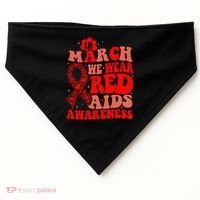 In March We Wear Red HIV AIDS Awareness Aids Hiv Warrior 2 USA-Made Doggie Bandana thumb 0