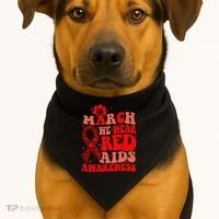 In March We Wear Red HIV AIDS Awareness Aids Hiv Warrior 2 USA-Made Doggie Bandana thumb 1