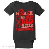 In March We Wear Red HIV AIDS Awareness Aids Hiv Warrior 2 Baby Bodysuit thumb 0