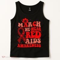 In March We Wear Red HIV AIDS Awareness Aids Hiv Warrior 2 Tank Top thumb 2