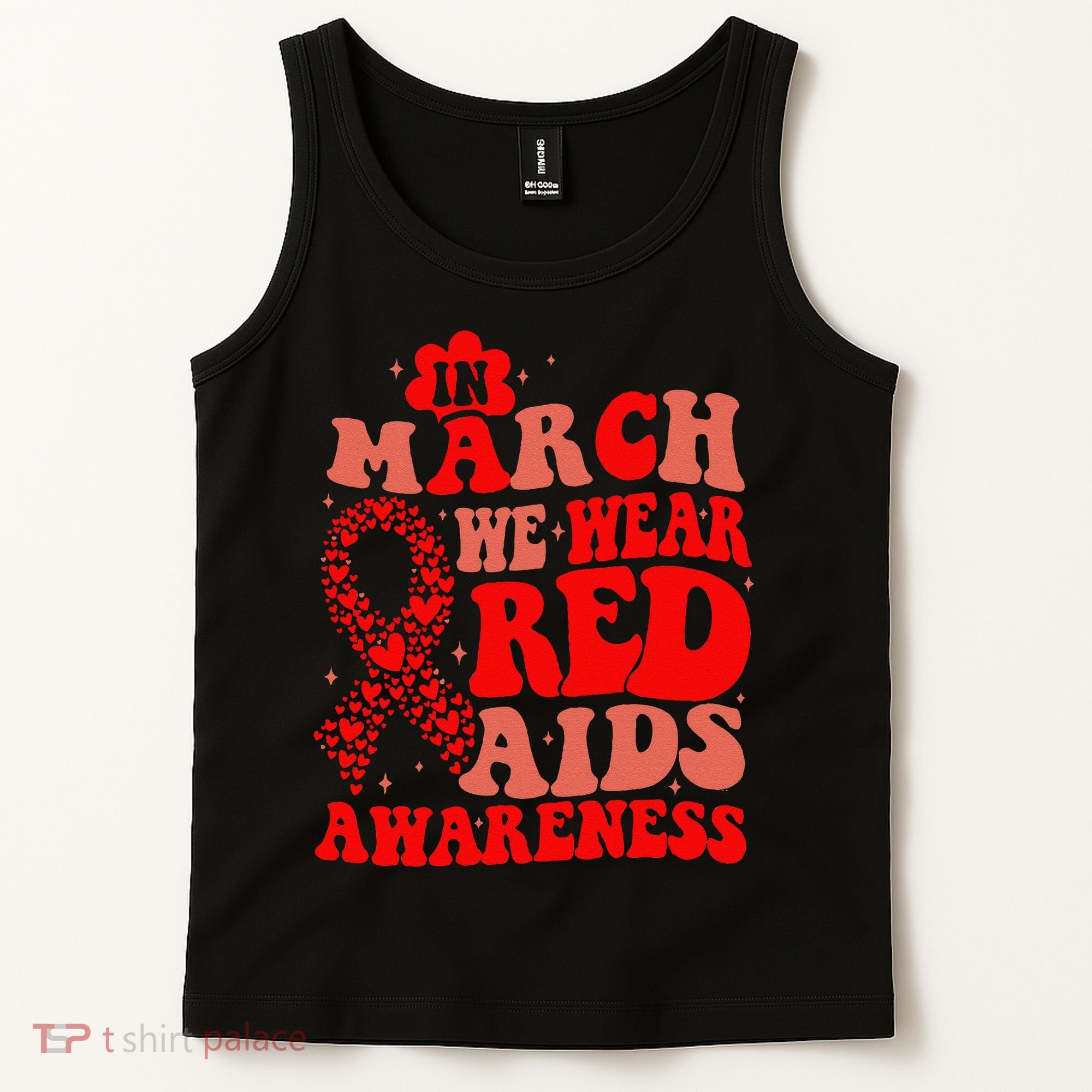 In March We Wear Red HIV AIDS Awareness Aids Hiv Warrior 2 Tank Top