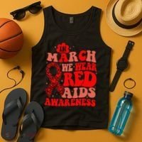 In March We Wear Red HIV AIDS Awareness Aids Hiv Warrior 2 Tank Top thumb 4