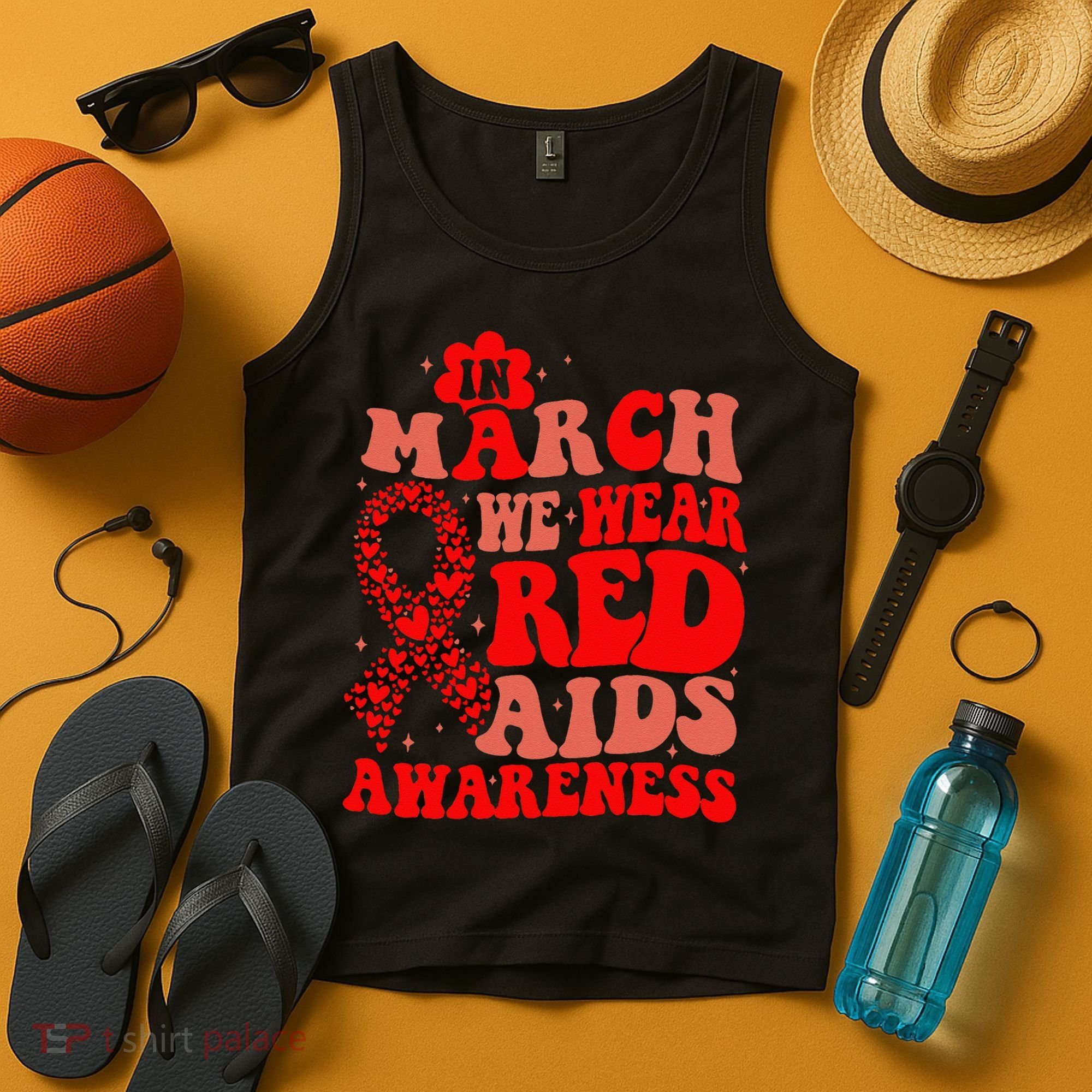 In March We Wear Red HIV AIDS Awareness Aids Hiv Warrior 2 Tank Top