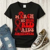 In March We Wear Red HIV AIDS Awareness Aids Hiv Warrior 2 Women's T-Shirt thumb 3