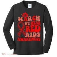 In March We Wear Red HIV AIDS Awareness Aids Hiv Warrior 2 Kids Long Sleeve Shirt thumb 0