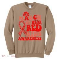In March We Wear Red HIV AIDS Awareness Aids Hiv Warrior 2 Sweatshirt thumb 0