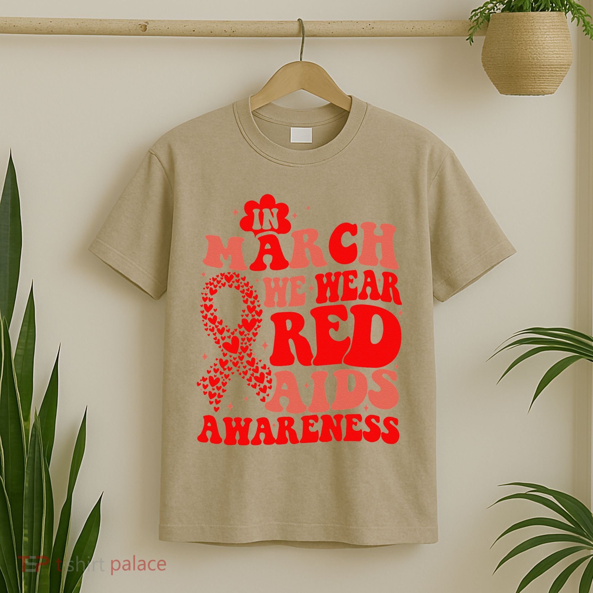 In March We Wear Red HIV AIDS Awareness Aids Hiv Warrior 2 T-Shirt