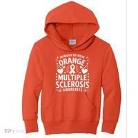 In March We Wear Orange For Multiple Sclerosis Awareness Kids Hoodie thumb 0
