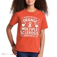 In March We Wear Orange For Multiple Sclerosis Awareness Kids T-Shirt thumb 2