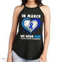 In March We Wear Blue For Colon Cancer Awareness Blue Heart Women's Perfect Tri Rocker Tank thumb 2