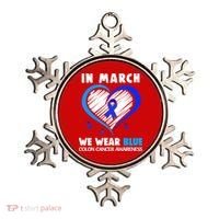 In March We Wear Blue For Colon Cancer Awareness Blue Heart Ornament thumb 0