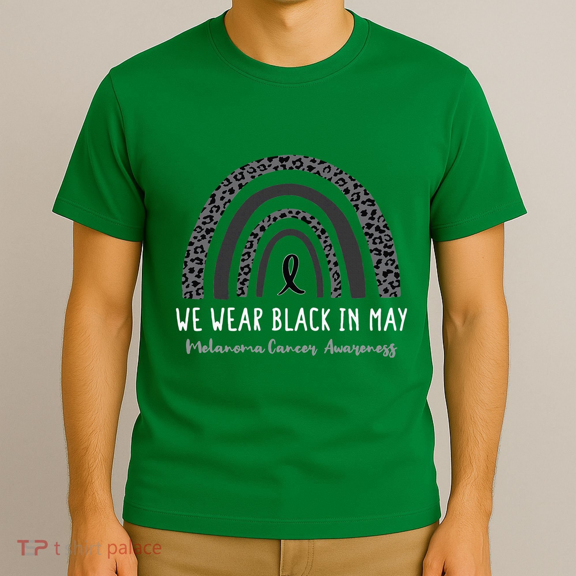 In May We Wear Black Melanoma Cancer Awareness Rainbow T-Shirt
