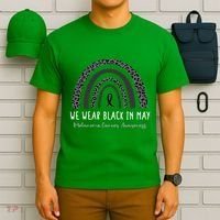 In May We Wear Black Melanoma Cancer Awareness Rainbow T-Shirt thumb 6