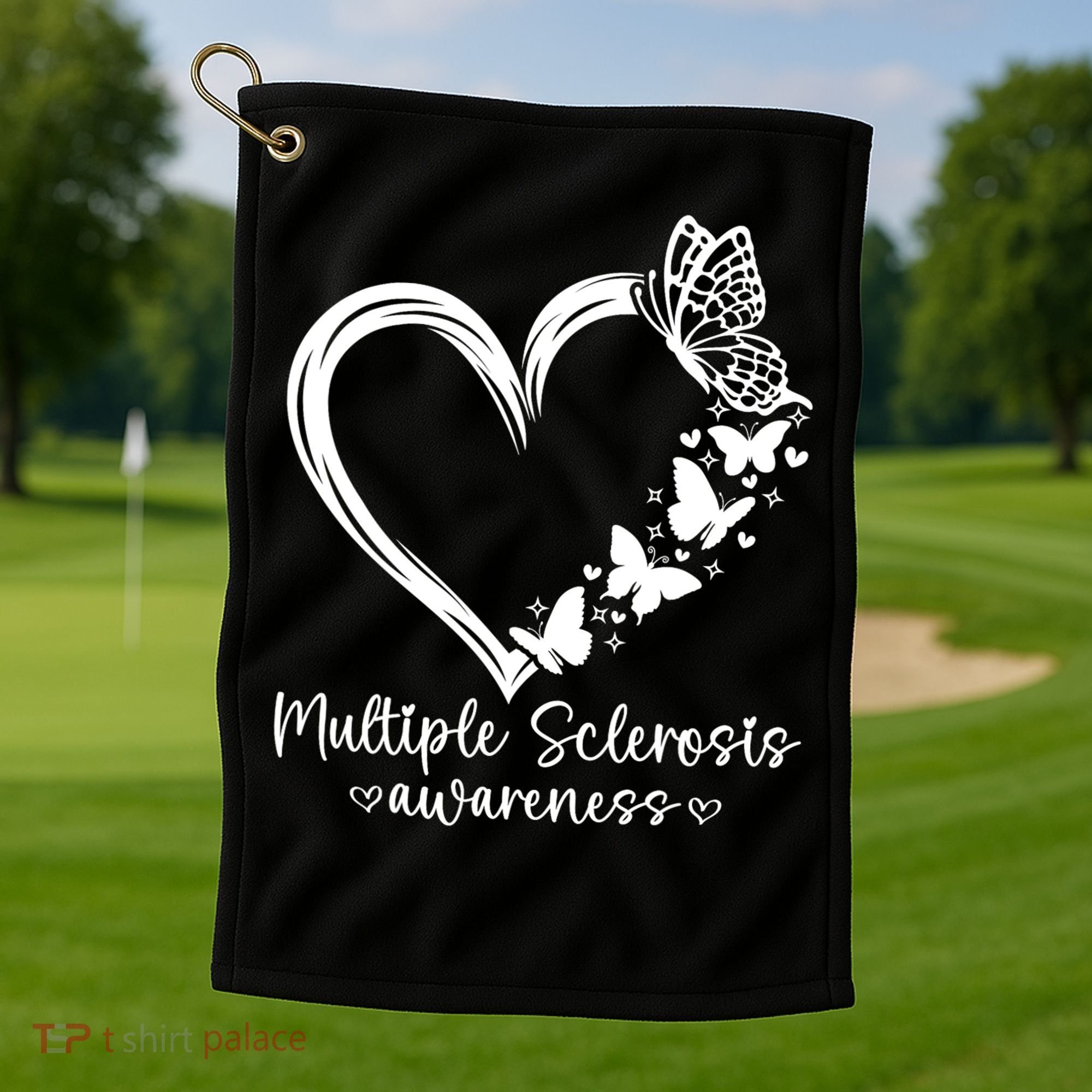 In March We Wear Orange Ribbon MS Warrior Multiple Sclerosis Golf Towel