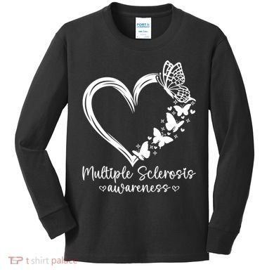 In March We Wear Orange Ribbon MS Warrior Multiple Sclerosis Kids Long Sleeve Shirt