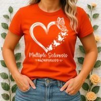In March We Wear Orange Ribbon MS Warrior Multiple Sclerosis Women's T-Shirt thumb 2