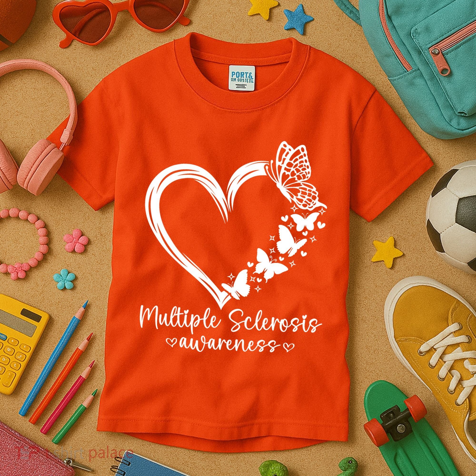 In March We Wear Orange Ribbon MS Warrior Multiple Sclerosis Kids T-Shirt