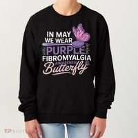 In May We Wear Purple Fibromyalgia Awareness Butterfly Women's Sweatshirt thumb 0