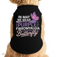 In May We Wear Purple Fibromyalgia Awareness Butterfly Doggie Tank thumb 0