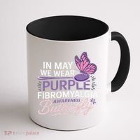 In May We Wear Purple Fibromyalgia Awareness Butterfly Coffee Mug thumb 1